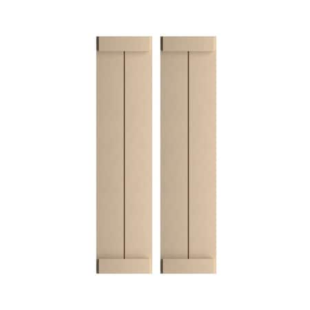 Rustic Two Board Joined Board-n-Batten Smooth Faux Wood Shutters W/End Batten, 11W X 76H